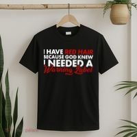  Redhead God Gave Me A Warning Label T-Shirt thumb 2