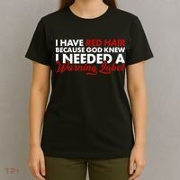  Redhead God Gave Me A Warning Label T-Shirt thumb 4