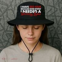  Redhead God Gave Me A Warning Label Bucket Hat thumb 3