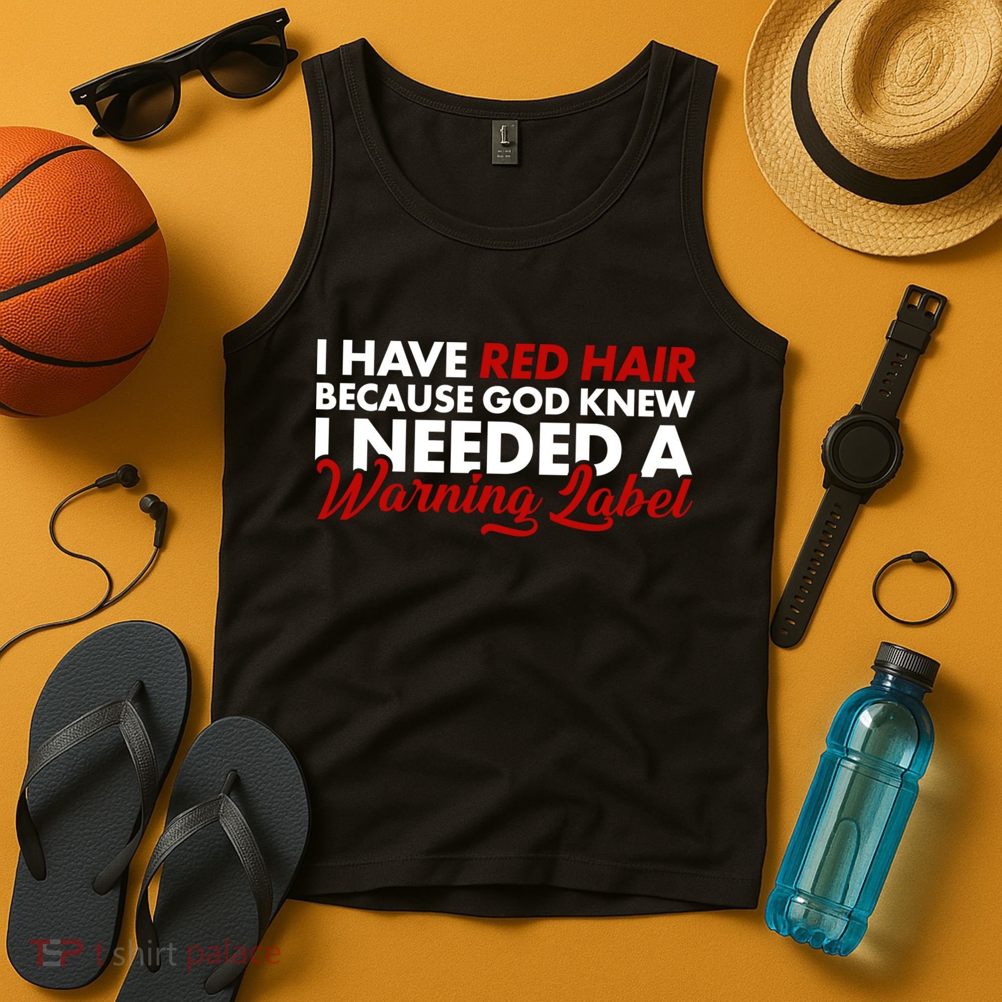  Redhead God Gave Me A Warning Label Tank Top