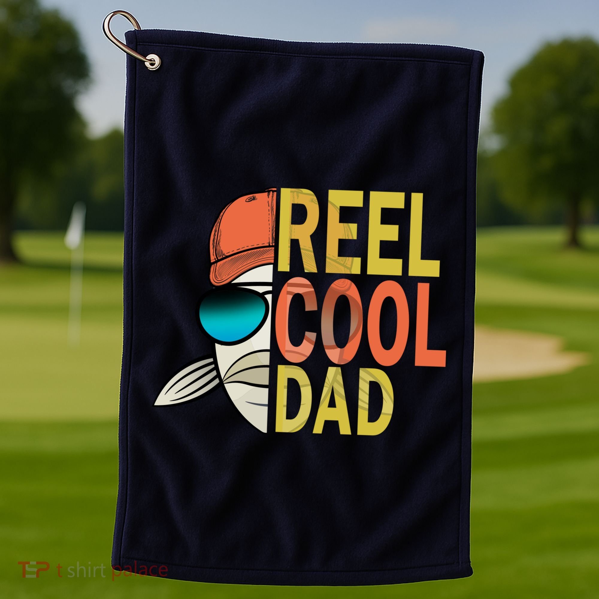 Reel Cool Fishing Dad Funny Golf Towel
