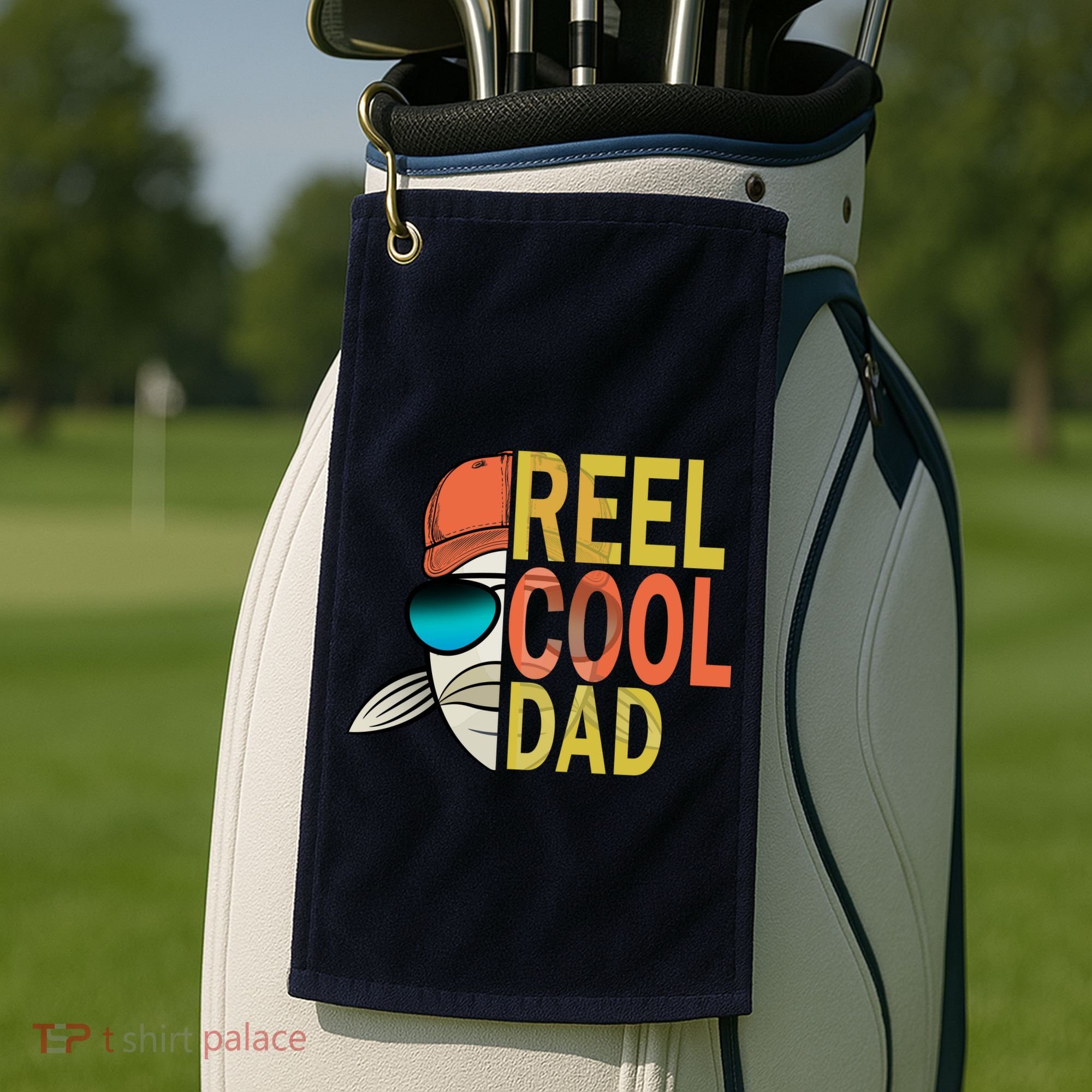 Reel Cool Fishing Dad Funny Golf Towel