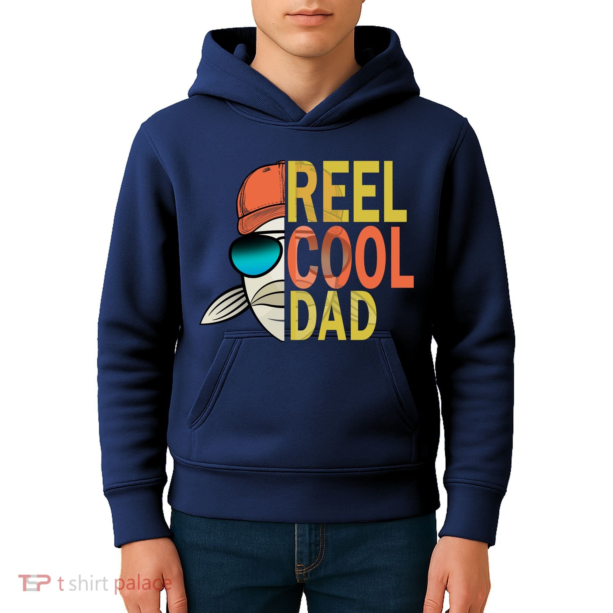 Reel Cool Fishing Dad Funny Kids Hoodie
