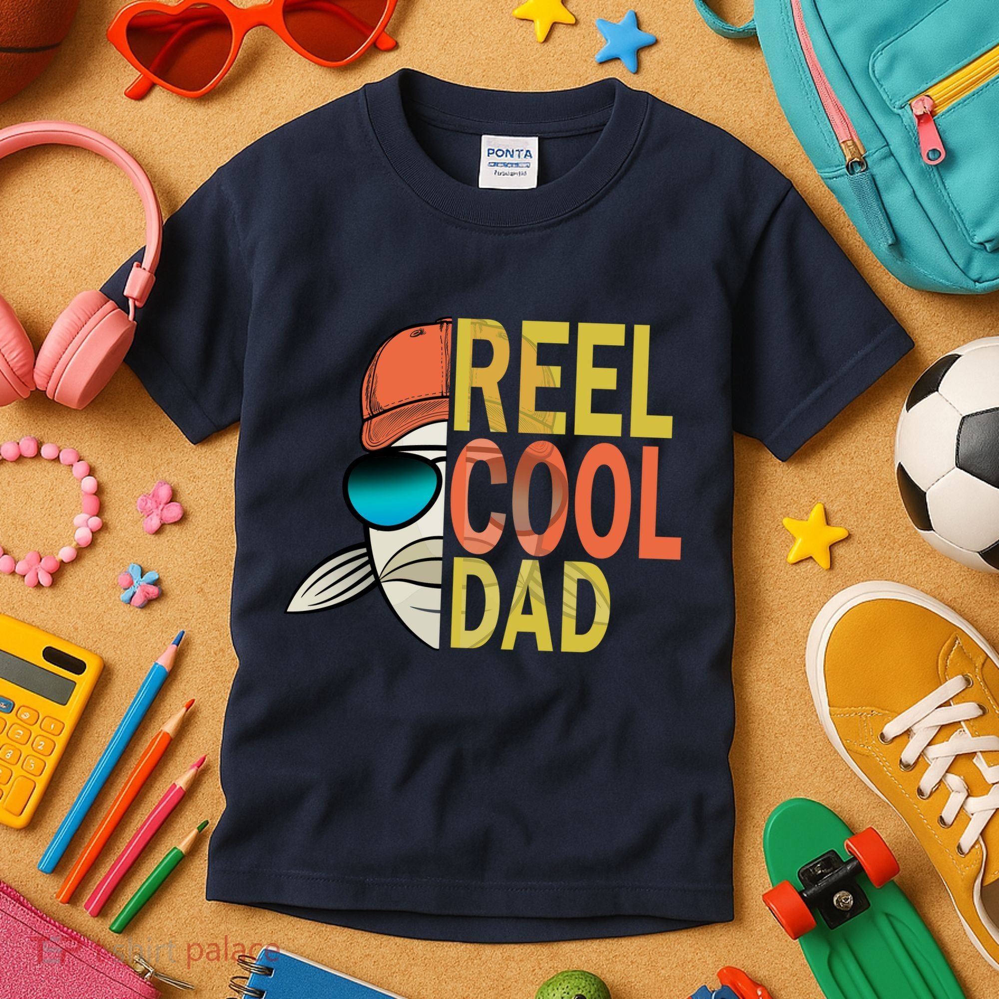 Reel Cool Fishing Dad Funny Kids T-Shirt