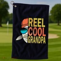Reel Cool Fishing Grandpa  Golf Towel thumb 1