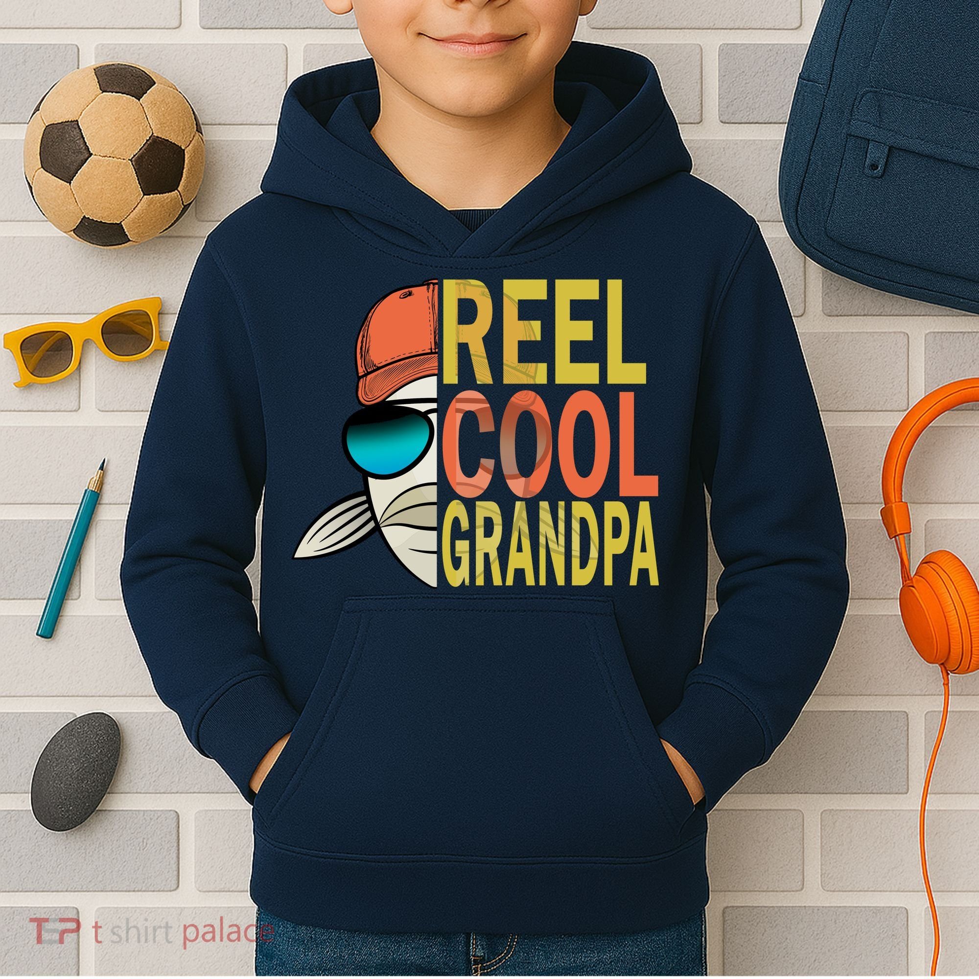 Reel Cool Fishing Grandpa  Kids Hoodie