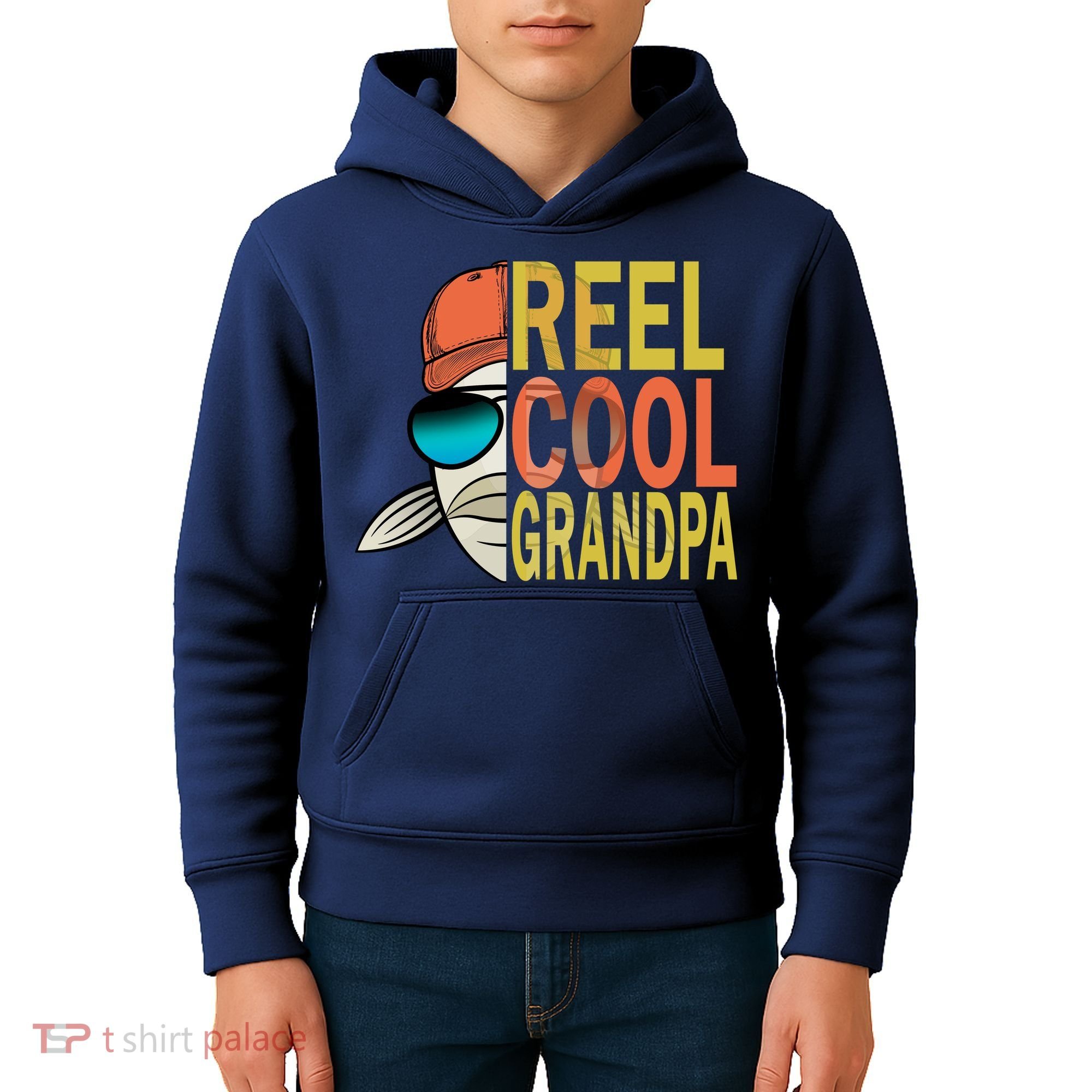Reel Cool Fishing Grandpa  Kids Hoodie