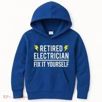 Retired Electrician Fix It Yourself Kids Hoodie thumb 0