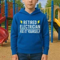 Retired Electrician Fix It Yourself Kids Hoodie thumb 2
