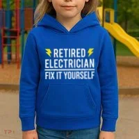Retired Electrician Fix It Yourself Kids Hoodie thumb 3