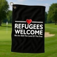 Refugees Welcome We Are Still The Land Of The Free Golf Towel thumb 1