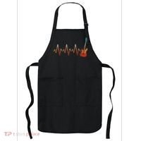 Retro Electric Guitar Heartbeat Guitarist Rock Music Band Apron thumb 0