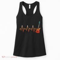Retro Electric Guitar Heartbeat Guitarist Rock Music Band Women's Tank Top thumb 0