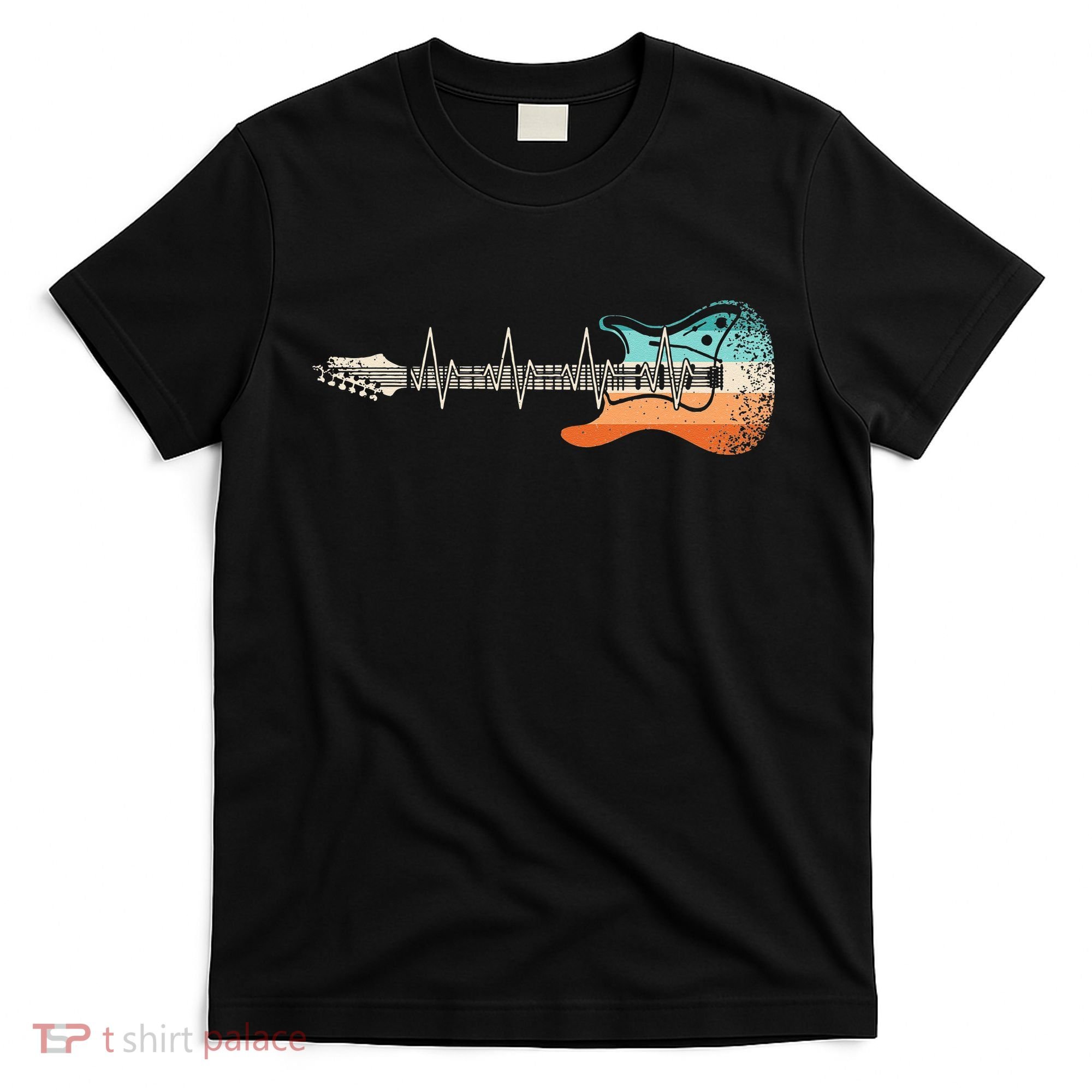 Retro Electric Guitar Heartbeat Rock Musician Guitarist T-Shirt