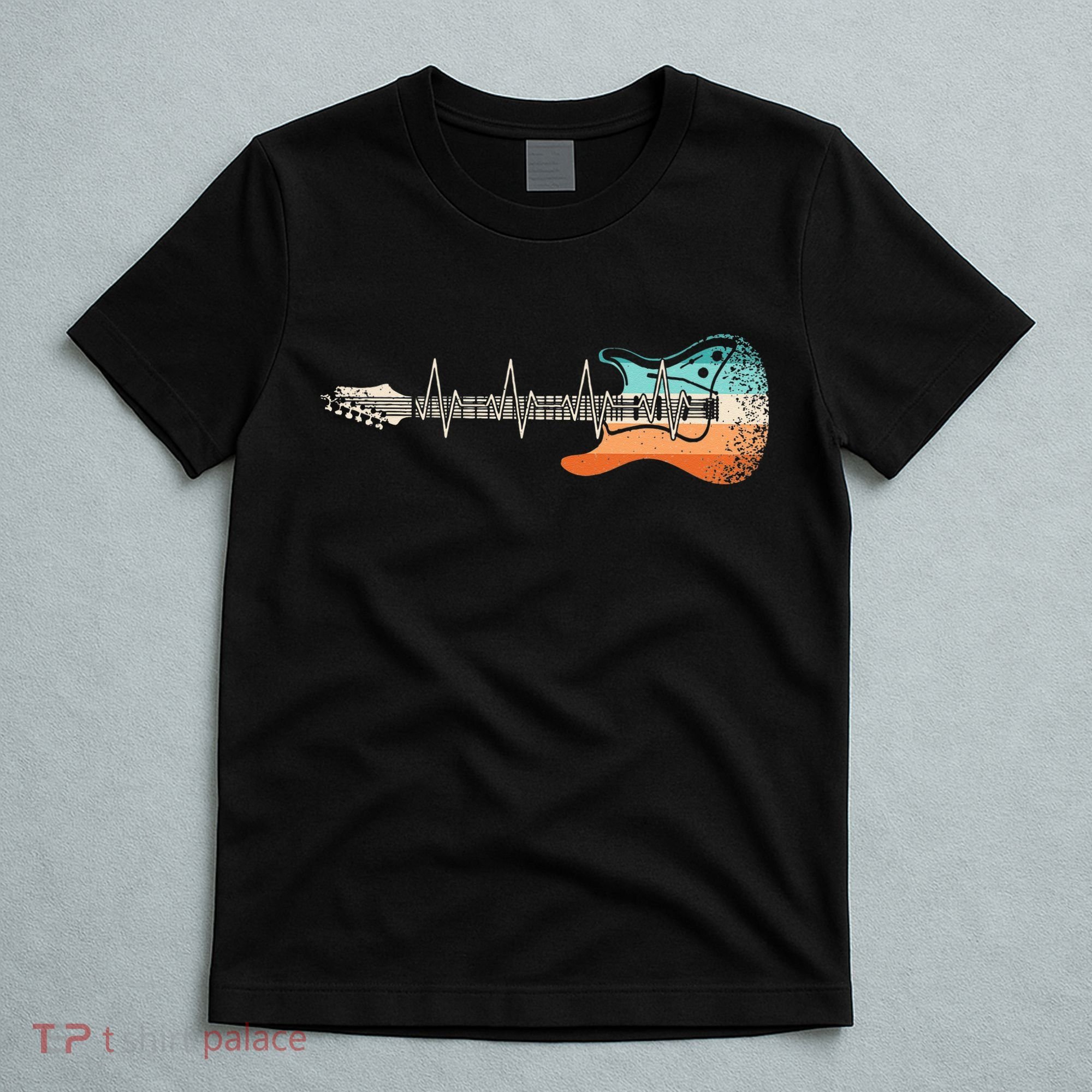 Retro Electric Guitar Heartbeat Rock Musician Guitarist T-Shirt