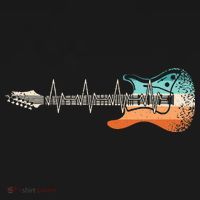 Retro Electric Guitar Heartbeat Rock Musician Guitarist T-Shirt thumb 7