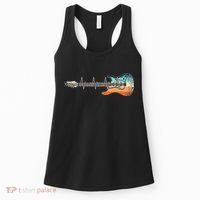 Retro Electric Guitar Heartbeat Rock Musician Guitarist Women's Tank Top thumb 0