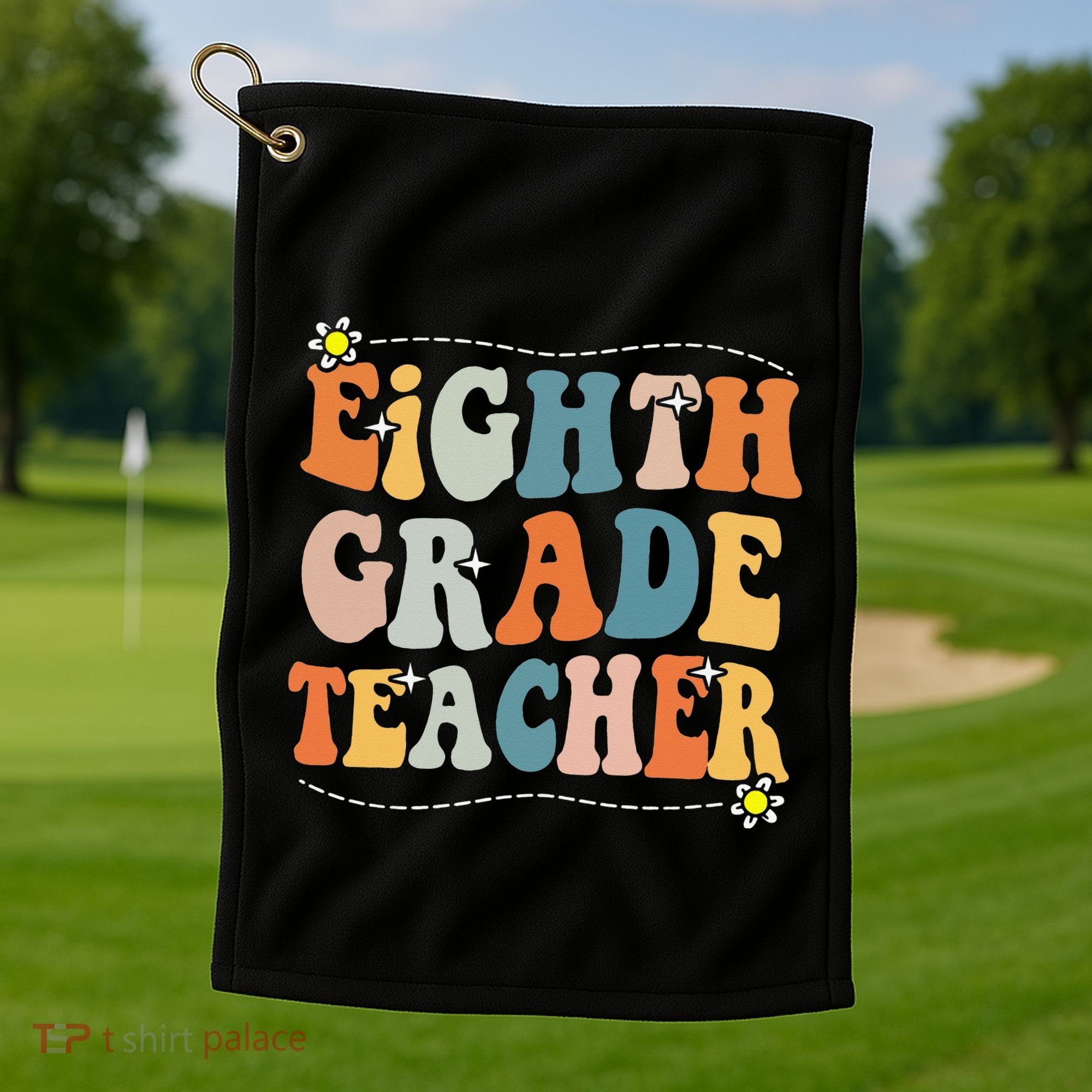 Retro Eighth Grade Teacher Funny 8th Grade Teacher Life Golf Towel