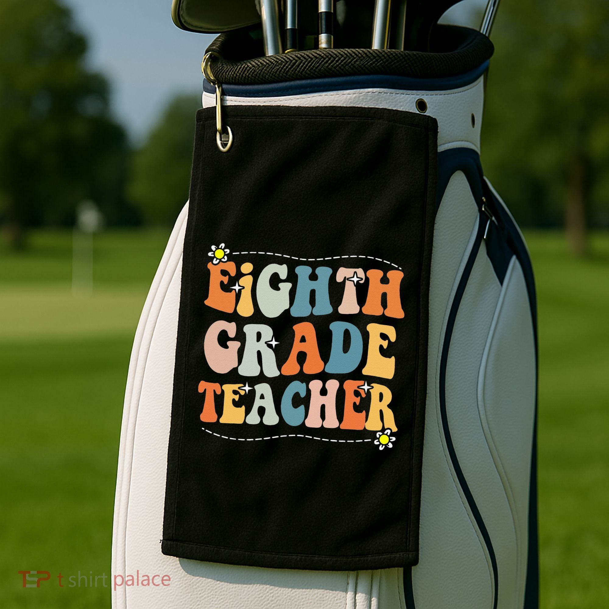 Retro Eighth Grade Teacher Funny 8th Grade Teacher Life Golf Towel