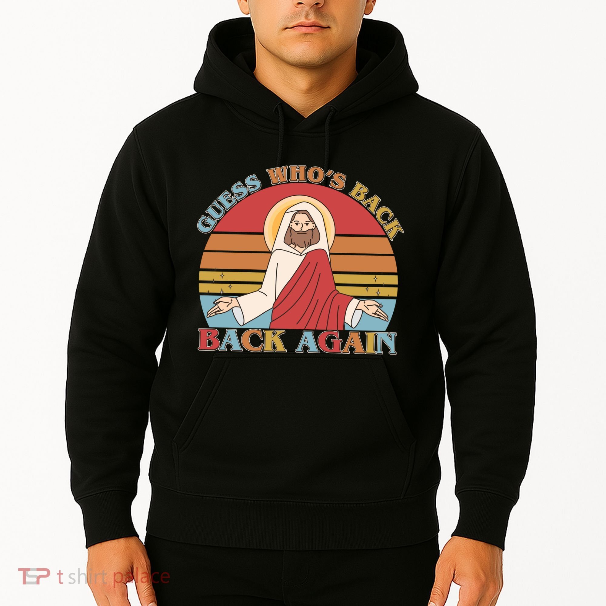 Retro Easter Guess Who Back Again Jesus Resurrection Hoodie