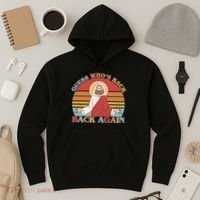 Retro Easter Guess Who Back Again Jesus Resurrection Hoodie thumb 3