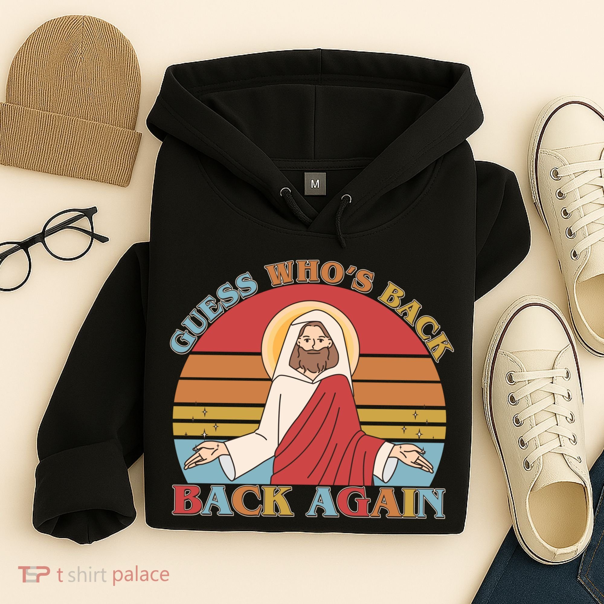 Retro Easter Guess Who Back Again Jesus Resurrection Hoodie