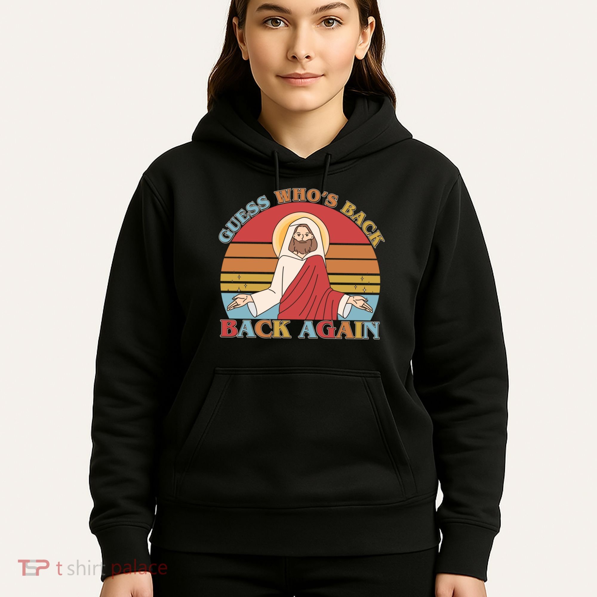 Retro Easter Guess Who Back Again Jesus Resurrection Hoodie
