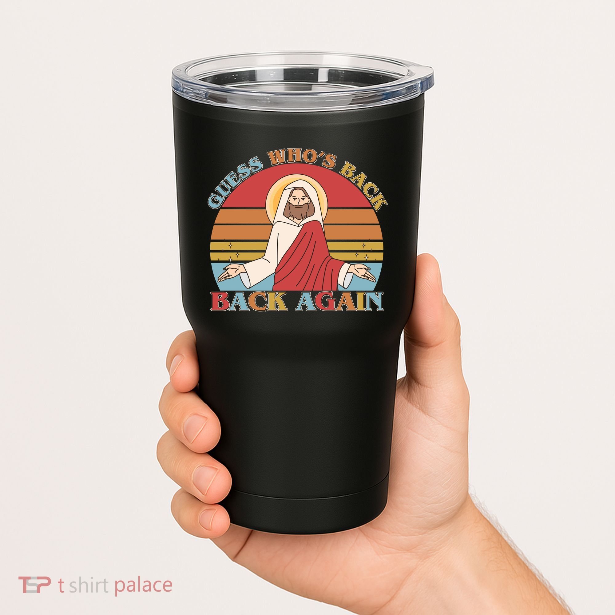 Retro Easter Guess Who Back Again Jesus Resurrection Tumbler