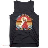 Retro Easter Guess Who Back Again Jesus Resurrection Tank Top thumb 0