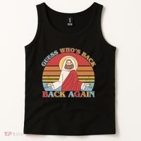 Retro Easter Guess Who Back Again Jesus Resurrection Tank Top thumb 2