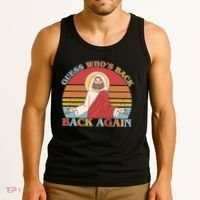 Retro Easter Guess Who Back Again Jesus Resurrection Tank Top thumb 3