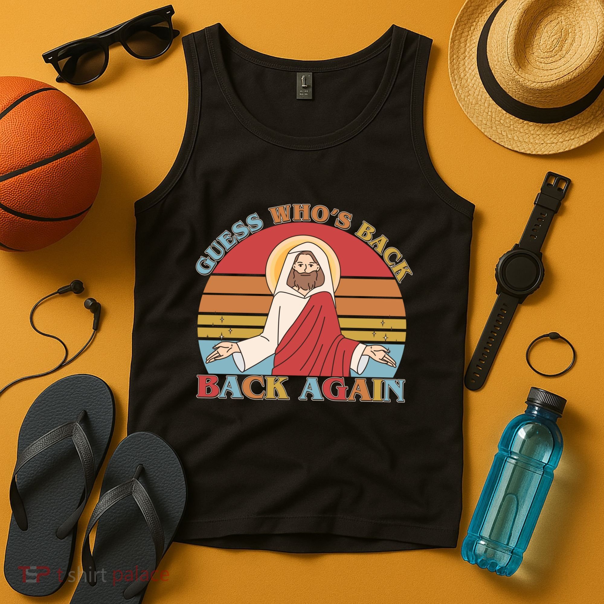 Retro Easter Guess Who Back Again Jesus Resurrection Tank Top
