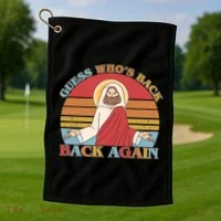 Retro Easter Guess Who Back Again Jesus Resurrection Golf Towel thumb 1