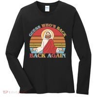 Retro Easter Guess Who Back Again Jesus Resurrection Women's Long Sleeve Shirt thumb 0