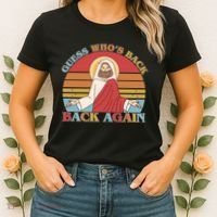Retro Easter Guess Who Back Again Jesus Resurrection Women's T-Shirt thumb 2