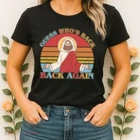 Retro Easter Guess Who Back Again Jesus Resurrection Women's T-Shirt thumb 2