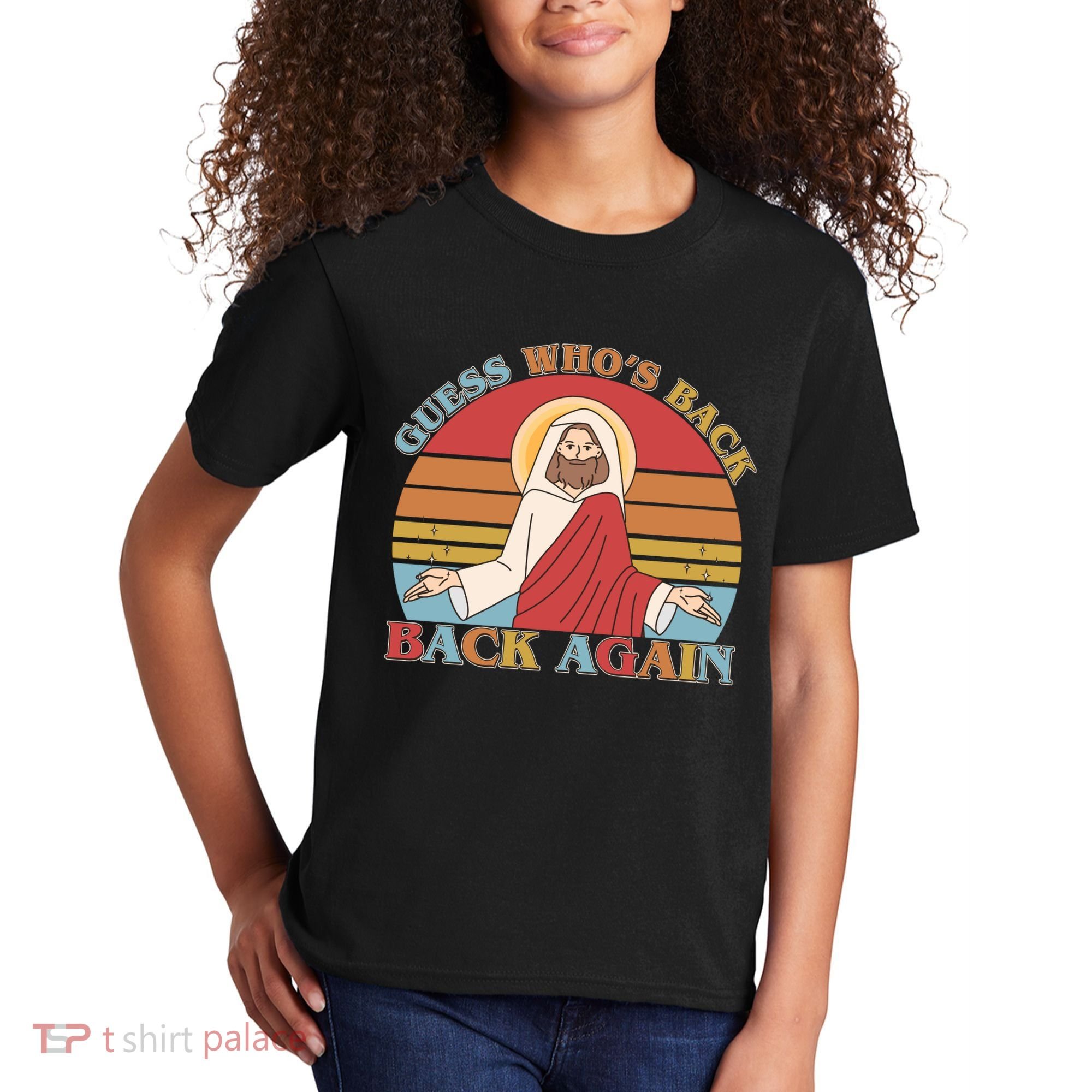 Retro Easter Guess Who Back Again Jesus Resurrection Kids T-Shirt