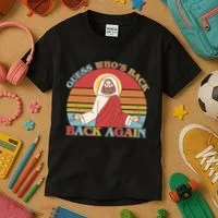 Retro Easter Guess Who Back Again Jesus Resurrection Kids T-Shirt thumb 3