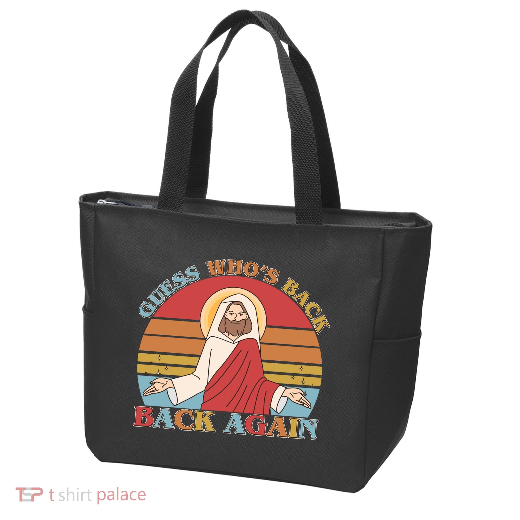 Retro Easter Guess Who Back Again Jesus Resurrection Tote Bag
