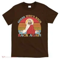Retro Easter Guess Who Back Again Jesus Resurrection T-Shirt thumb 0