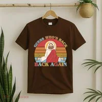Retro Easter Guess Who Back Again Jesus Resurrection T-Shirt thumb 2