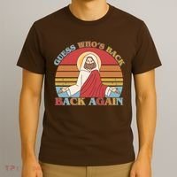Retro Easter Guess Who Back Again Jesus Resurrection T-Shirt thumb 3