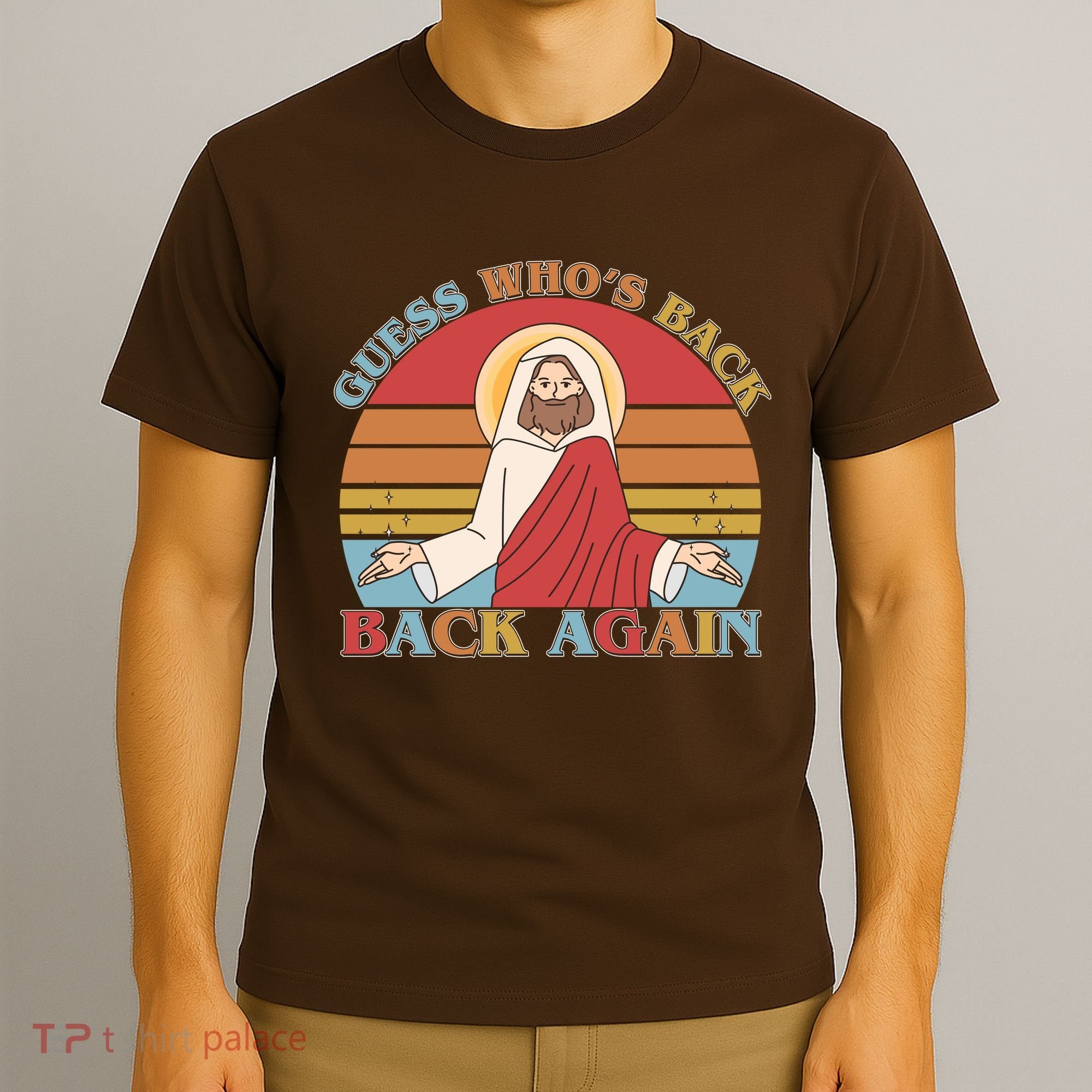 Retro Easter Guess Who Back Again Jesus Resurrection T-Shirt