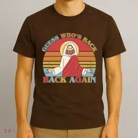 Retro Easter Guess Who Back Again Jesus Resurrection T-Shirt thumb 3