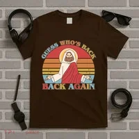 Retro Easter Guess Who Back Again Jesus Resurrection T-Shirt thumb 5
