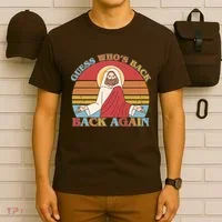 Retro Easter Guess Who Back Again Jesus Resurrection T-Shirt thumb 6