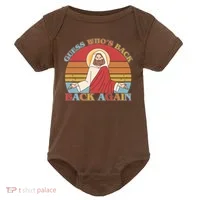 Retro Easter Guess Who Back Again Jesus Resurrection Baby Bodysuit thumb 0