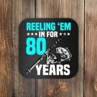 Reeling Em In For 80 Years Birthday 80th Bday Celebration Coaster thumb 0