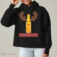 Reinbeer Funny Christmas Beer Reindeer Ladies Heavyweight Boxy Pullover Hoodie thumb 0