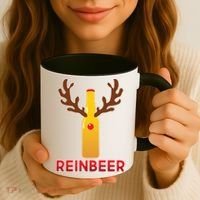 Reinbeer Funny Christmas Beer Reindeer Coffee Mug thumb 3